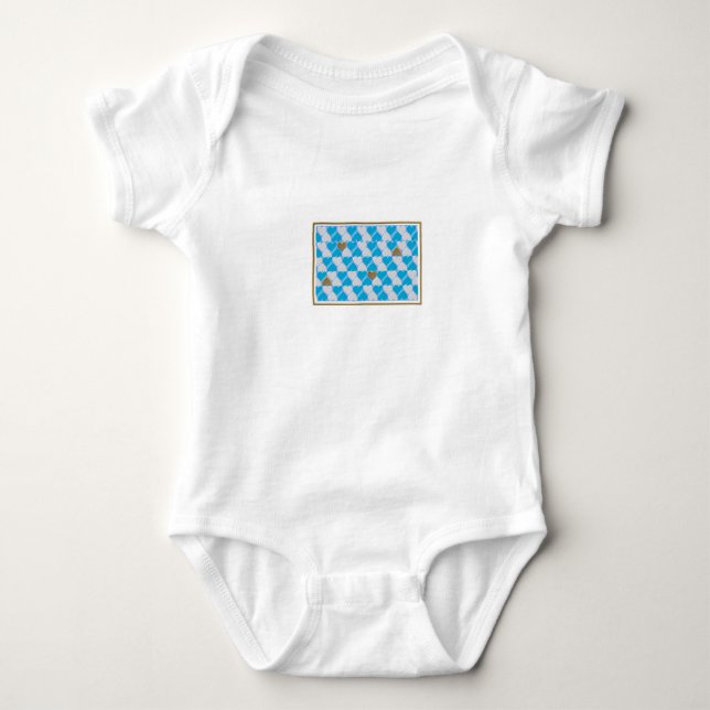 Blå, vit bayersk mönster. tee shirt (Framsida)
