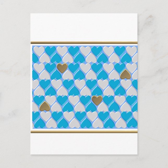 Blå, vit bayersk mönster. vykort (Framsida)