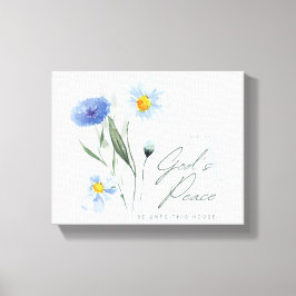 blå vit bibel versell två ton texturerad kyrka canvastryck