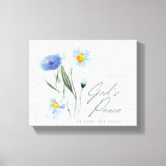 blå vit bibel versell två ton texturerad kyrka canvastryck