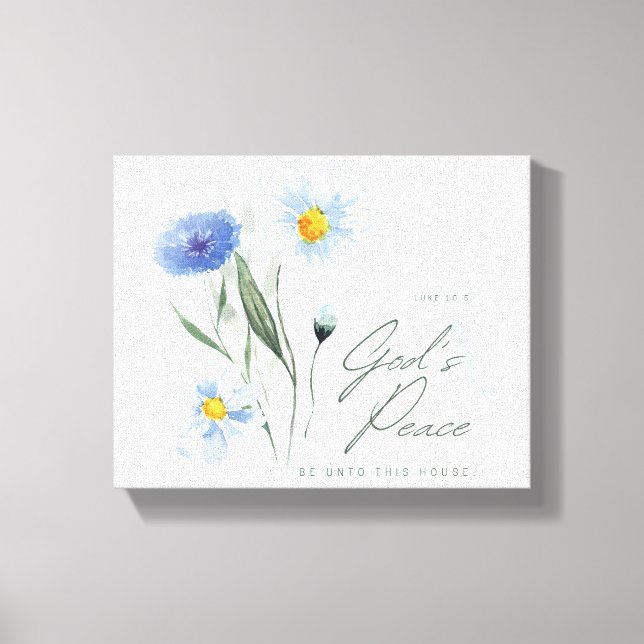 blå vit bibel versell två ton texturerad kyrka canvastryck (Framsida)