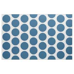 Blå vit Big Polka dots Fabric Tyg