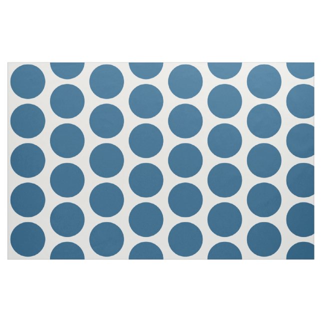 Blå vit Big Polka dots Fabric Tyg (Yard)