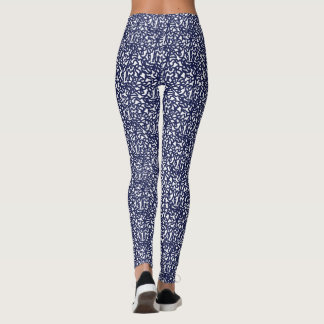 Blå vit bläckfisk design leggings