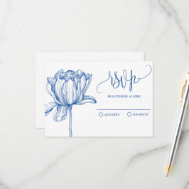 Blå vit blomma elegant OSA kort