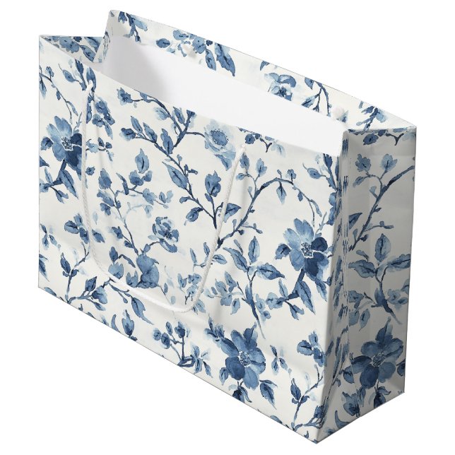 Blå Vit Blommig Bröllopsdusch (Framsidan Vinklad)