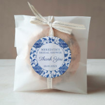 Blå & Vit Blommig Bröllopsfest Tack För Er Gåva