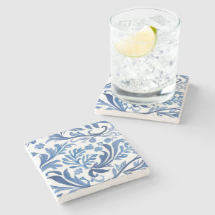 Blå & Vit Blommig Design   Chinoiserie Mönster Stenunderlägg