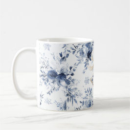 Blå Vit Blommig Stjärna Julgransprydnad Kaffemugg