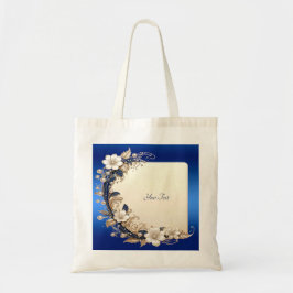 Blå Vit Blommig Tote Bag Tygkasse