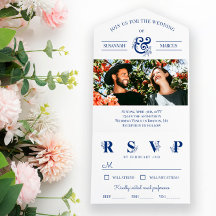 Blå vit Blommigt Ampersand Photo Bröllop