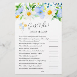 Blå vit Blommigt Gissa vem babyspel är