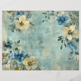 Blå vit Blommigt, skräppost Journal, Papper