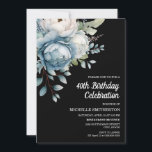Blå vit Blommigt Svarta kvinnors 40:e födelsedag Inbjudningar<br><div class="desc">Vacker blå och vit blommigt på svarta kvinnors 40-årsbjudandevykort. Anpassadet är fullt ut,  så det här kortet kan vara designat i alla åldrar. Kontakta mig om du behöver hjälp med anpassning eller om du vill begära matchande produkter.</div>