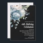 Blå vit Blommigt Svarta kvinnors 40:e födelsedag Inbjudningar<br><div class="desc">Vacker blå och vit blommigt på svarta kvinnors 40-årsbjudandevykort. Anpassadet är fullt ut,  så det här kortet kan vara designat i alla åldrar. Kontakta mig om du behöver hjälp med anpassning eller om du vill begära matchande produkter.</div>