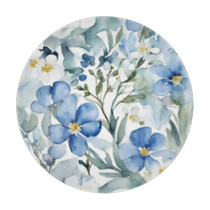 Blå vit blommor Vattenfärgad Chic
