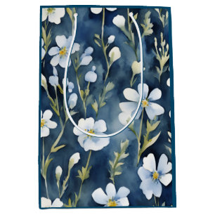 Blå vit blommor Vattenfärgad Chic