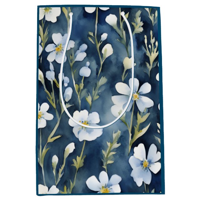 Blå vit blommor Vattenfärgad Chic (Framsidan)