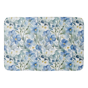 Blå vit blommor Vattenfärgad Chic Badrumsmatta