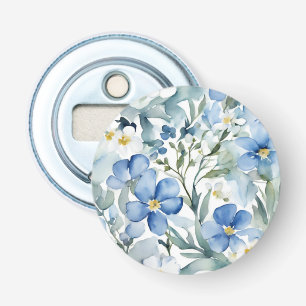 Blå vit blommor Vattenfärgad Chic Flasköppnare