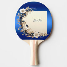 Blå vit blomsterdekoration Ping Pong-paddle