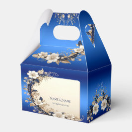 Blå vit blomsterdekoration presentlåda