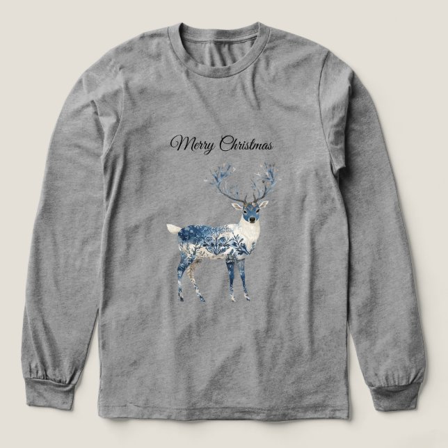 Blå Vit Chic Hjort T Shirt (Design framsida)