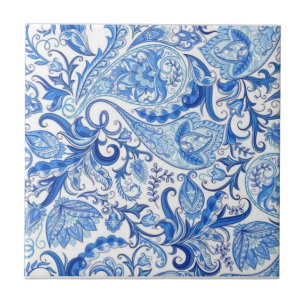 Blå vit China Porcelain Mönster #101A Kakelplatta