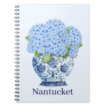 Blå & Vit Chinoiserie Blommig Nantucket Anteckning