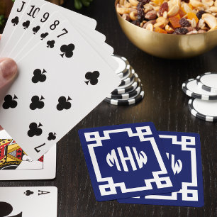 Blå vit cirkel, marin vit cirkel, Monogram Grekisk Casinokort