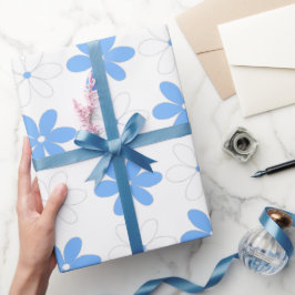 Blå vit Daisy Blommor i Söt Blommönster Presentpapper