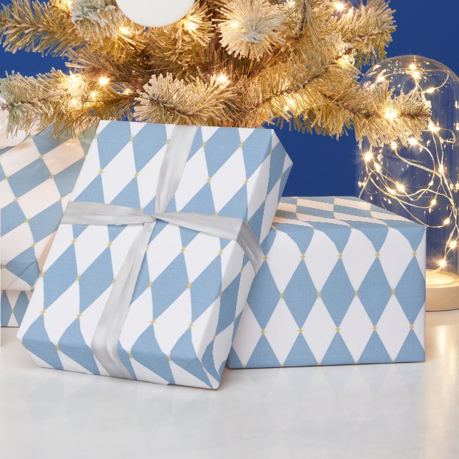 Blå Vit Diamant Jul Presentpapper (Helgdagar)