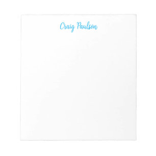 Blå Vit Din Namn Kalligrafi Unik Minimalistisk Anteckningsblock