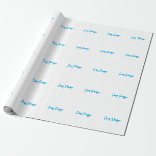 Blå Vit Din Namn Kalligrafi Unik Minimalistisk Presentpapper