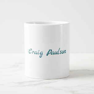 Blå vit ditt namn Unik Speciell Minimalist Jumbo Mugg