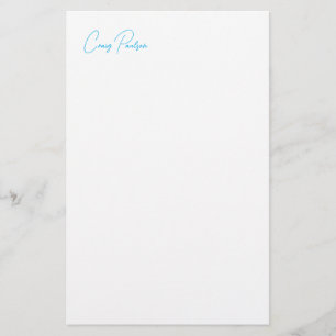 Blå vit ditt namnkalligrafi - unik minimalistisk brevpapper