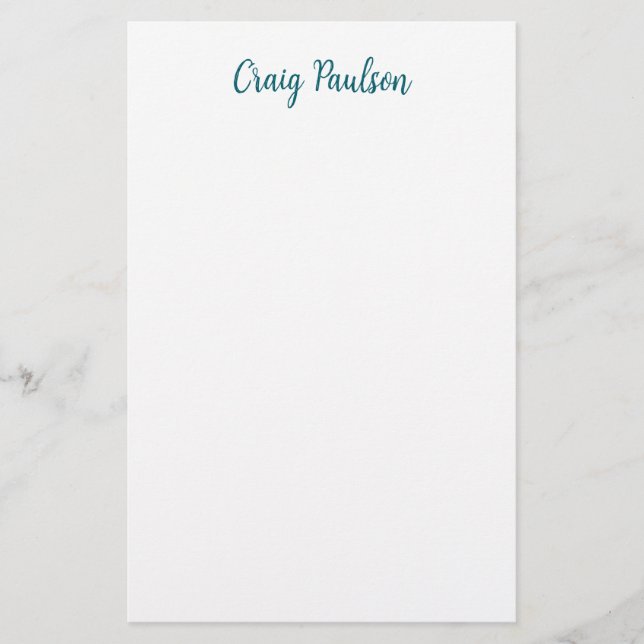 Blå vit ditt namnkalligrafi - unik minimalistisk brevpapper (Framsida)