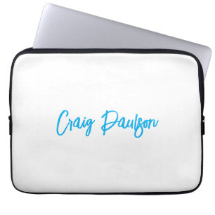 Blå vit ditt namnkalligrafi - unik minimalistisk laptop fodral