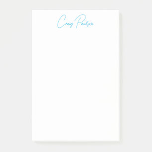 Blå vit ditt namnkalligrafi - unik minimalistisk post-it block