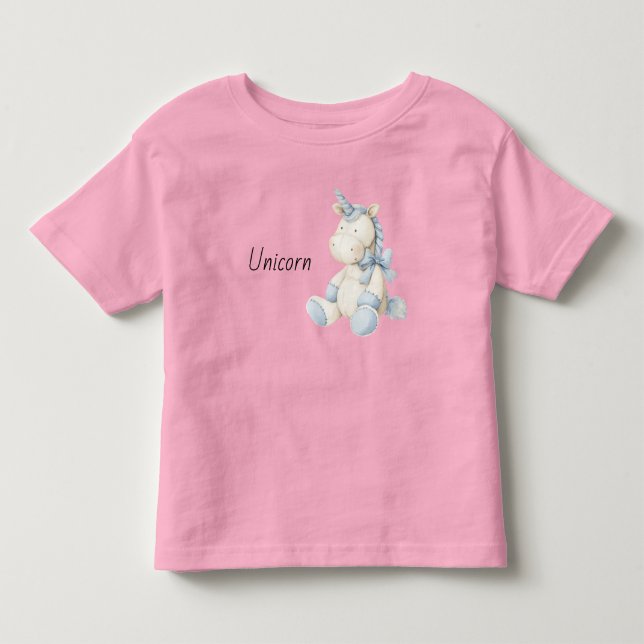 Blå Vit Enhörning T Shirt (Framsida)
