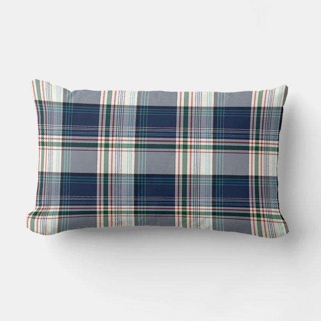 Blå, vit, flertrådspäckad lumbarkudde (Framsida)