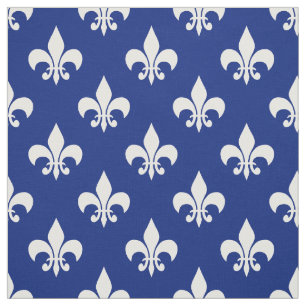 Blå vit Fleur-de-lis Textile Tyg