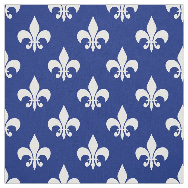 Blå vit Fleur-de-lis Textile Tyg (Provkarta)