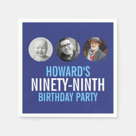 Blå vit födelsedagsfest för 99:e anpassningsbarna  pappersservett