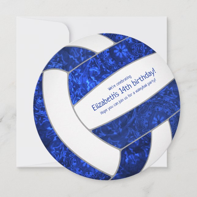 Blå vit födelsedagsfest för volleyball meddelande (Framsida)