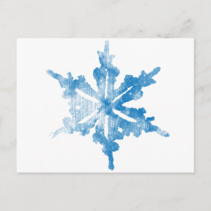 Blå, vit, frostig, snöflingor vykort