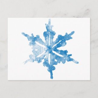Blå, vit, frostig, snöflingor vykort