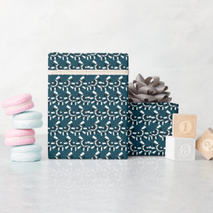 Blå Vit Geometrisk Baby Shower Födelsedag Presentpapper