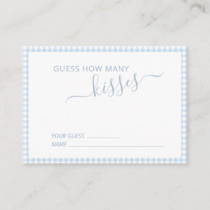 Blå Vit Gingham Hur Många Puss Baby Shower Tilläggskort
