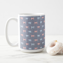 Blå Vit Gingham Rosa Blå Coquette Slöjor Trendigt  Kaffemugg
